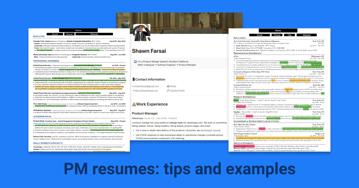 PM resume examples