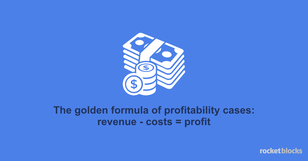 The golden formula for profitability cases: revenue minus costs equals profits
