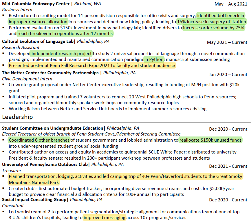 Marked-up consulting resume example 2