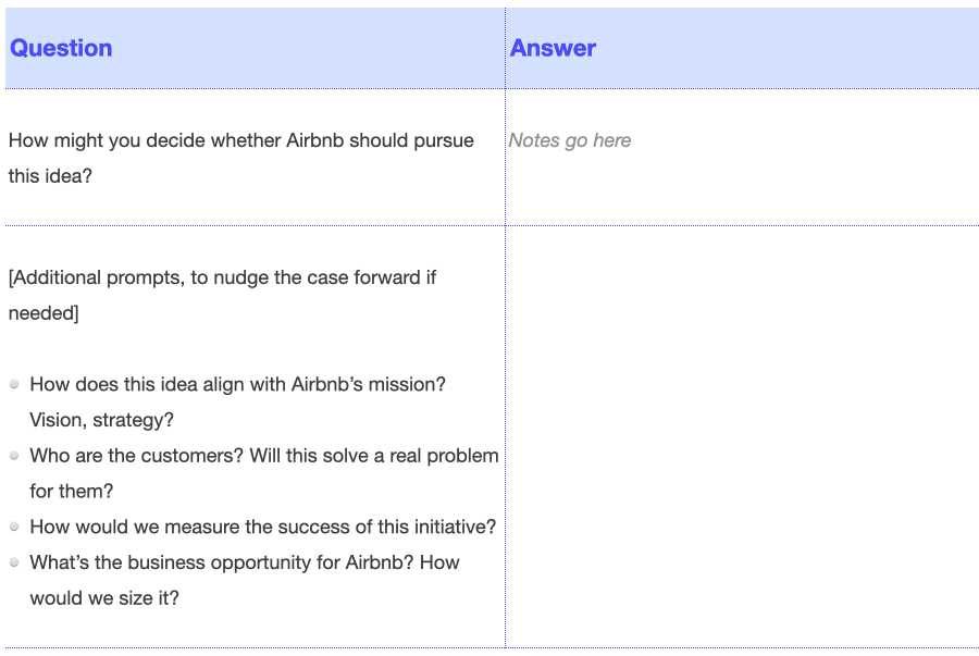 product manager case study interview examples