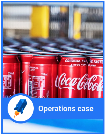 Operations case thumbnail: Coca-Cola cans moving along a production line