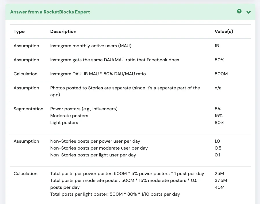 Analytical drill in RocketBlocks